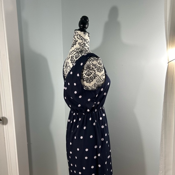 Navy casual polka dot neck - Picture 2 of 3